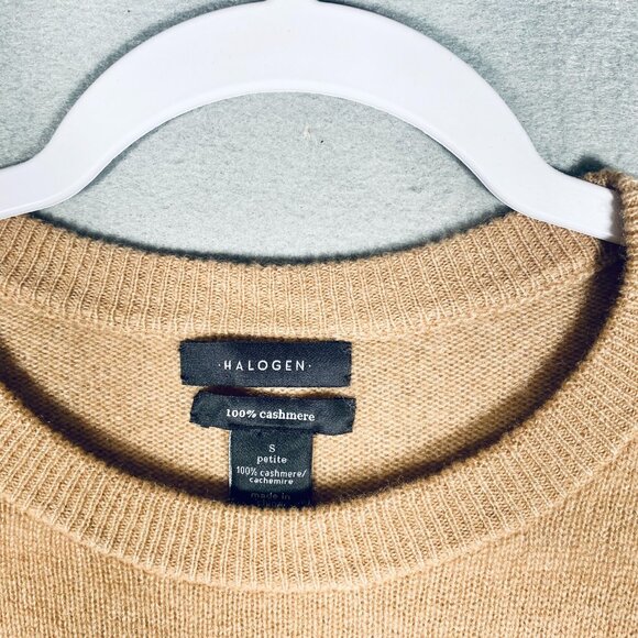 Halogen Cashmere Sweater Womens PS Beige Knit Pullover Tunic Minimalist - Picture 5 of 12